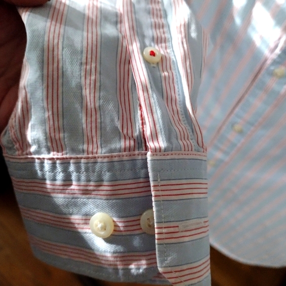 Banana Republic Men's Camden Slim Fit Button Down Shirt Lt Blue Red StripeS S - Picture 4 of 5